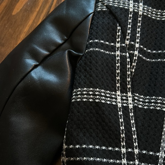 BEBE PLAID MOTO JACKET black white size 00 NWT - Picture 9 of 12
